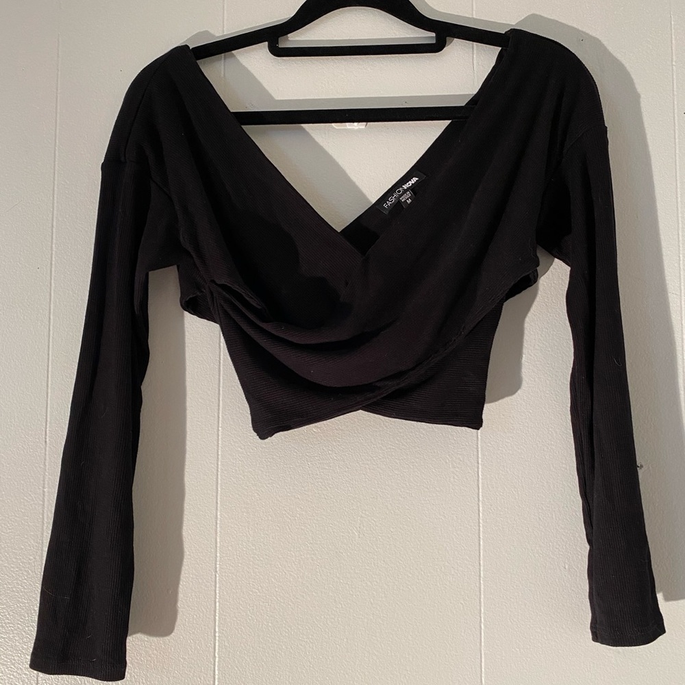 Black wrap around crop top
